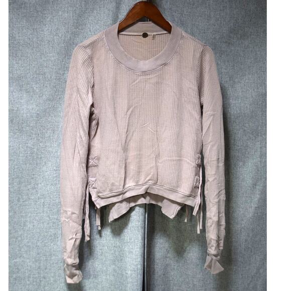 Free People FP One Waffle Knit Side-Tie Long Sleeve Top Mauve Purple S/P - Picture 1 of 4